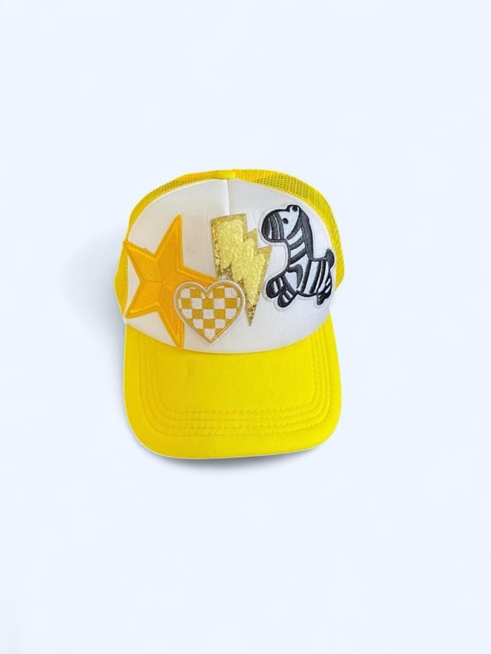 Yellow white custom‎ trucker hat